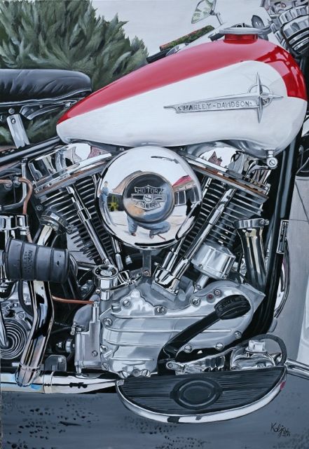 Harley Davidson panhead - reproduction painting